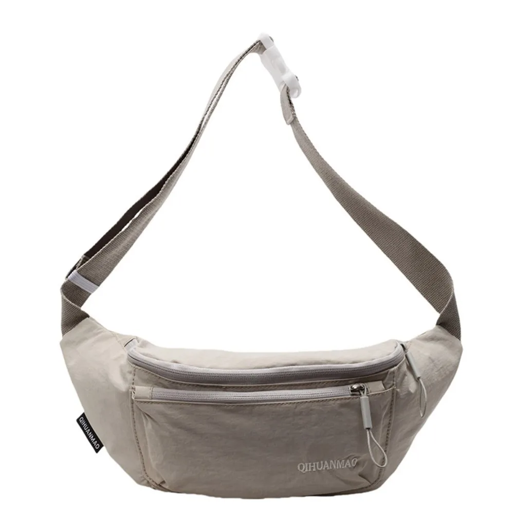 

Casual Solid Color Nylon Fanny Packs Cloth Korean Style Chest Bag Crossbody Bag Large Capcity Sports Waist Bag Men