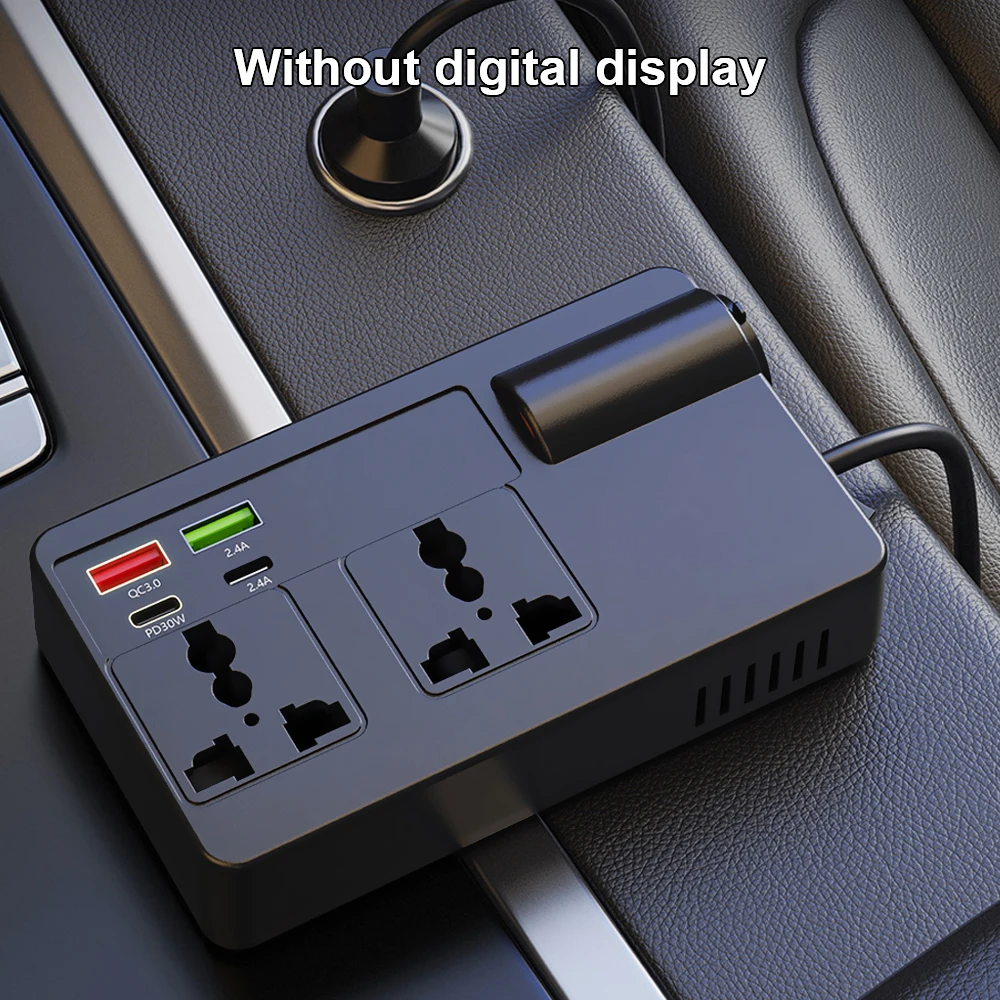 200W Zigarettenanzünder-Adapter Wechselrichter Auto-Stromadapter Konverter DC 12V 24V zu 220V 7 Anschlüsse PD Typ-C USB-Ladegeräte AC-Steckdose – Detail 10