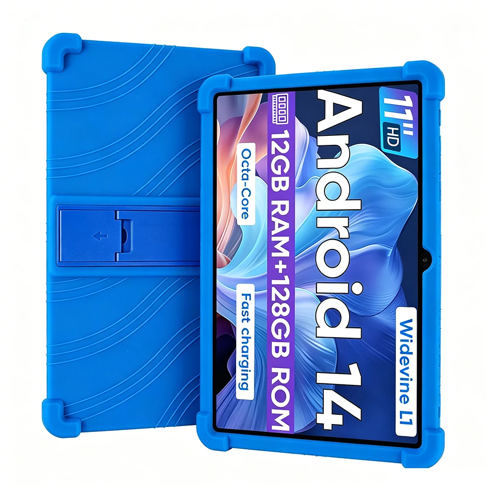 Capa para tablet ECOPAD C5 Pro, 11 polegadas, silicone macio, portátil, à prova de choque, com suporte traseiro para crianças