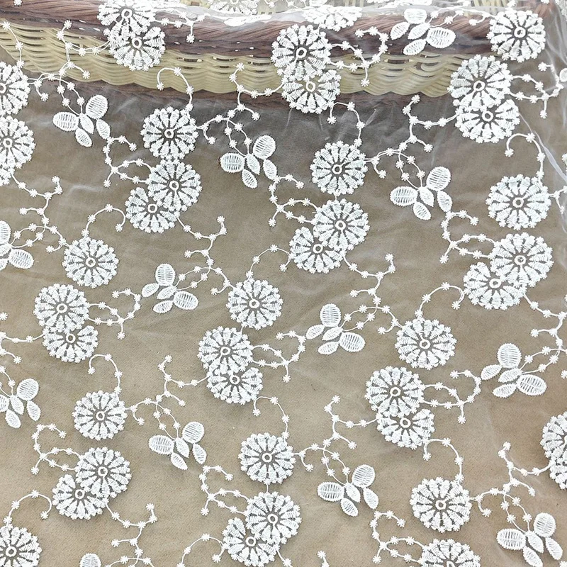 

Organza Lace Embroidery Fabric Wedding Dress Gown Floral Dress Handmade Sewing Fabric