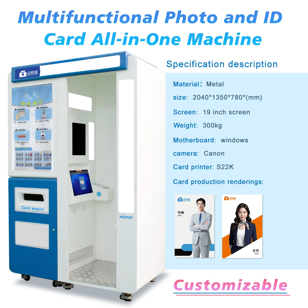 Professional Self-service Instant Photo Booth Touch Screen Photo Booth with Camera and Printer Business Coin-operated