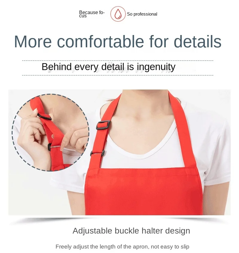 Custom Design Brand Logo Black Unisex Waiter Cooking Restaurant Pocket Printing Adjustable Hanging Neck Men Aprons for Woman