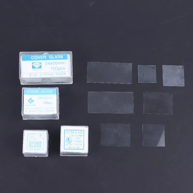 100Pcs Microscope DIY Accessories Transparent Slides Coverslips Coverslides Cover Glass 18x18 20x20 22x22 24x24 24x32 24x50mm