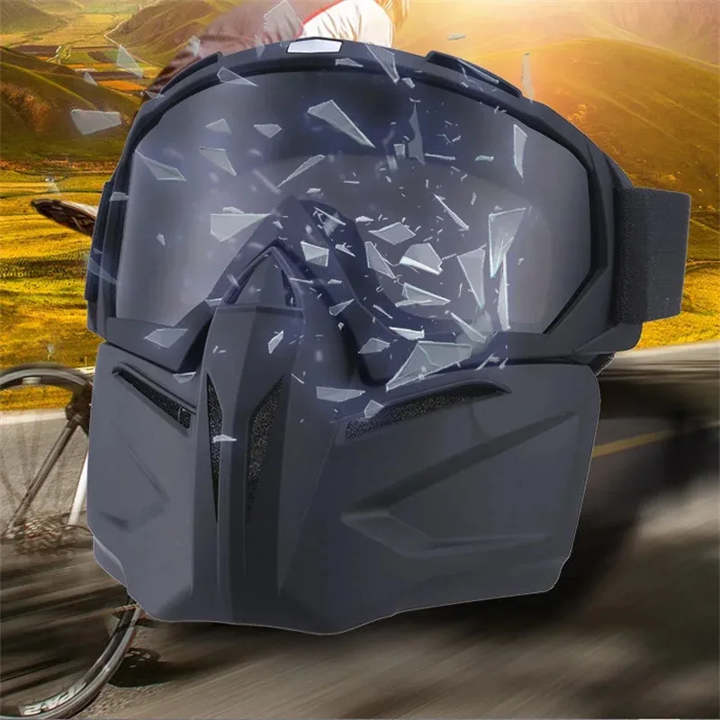 

Motorcycle Removable Mask Bicycle Ski Goggles Anti-Fog Windproof Sandproof Men's Riding Goggles