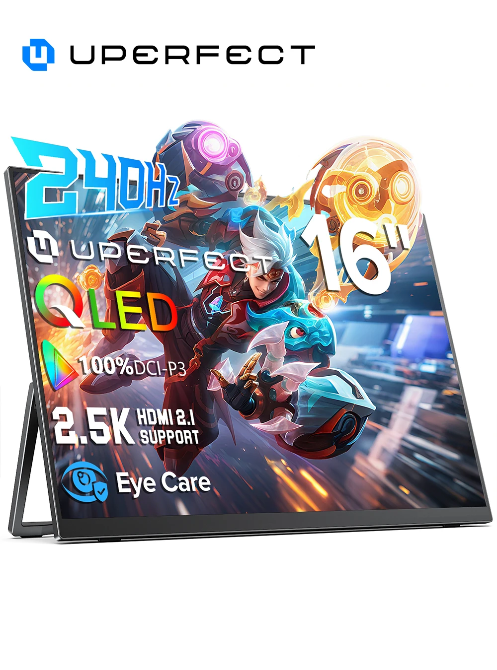 UPERFECT QLED Portable Monitor 16'' 2.5K 25601600 16:10 400Nits 100% DCI-P3 HDMI USB-C Travel Gaming Display For Laptop MacBook