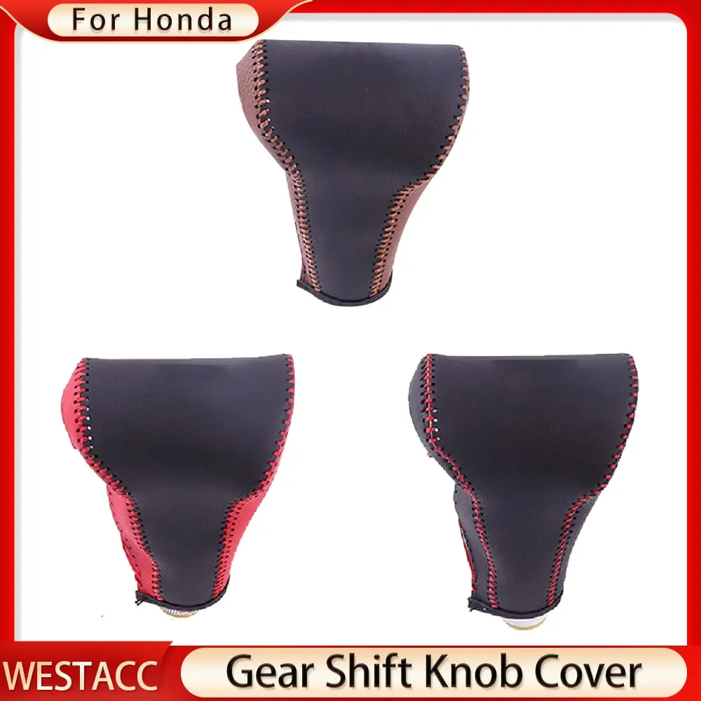 Genuine Leather Car Gear Head Shift Knob Cover Case Gear Shift Collars for Honda Crv CRV CR-V 2017 - 2021 LHD Accessories