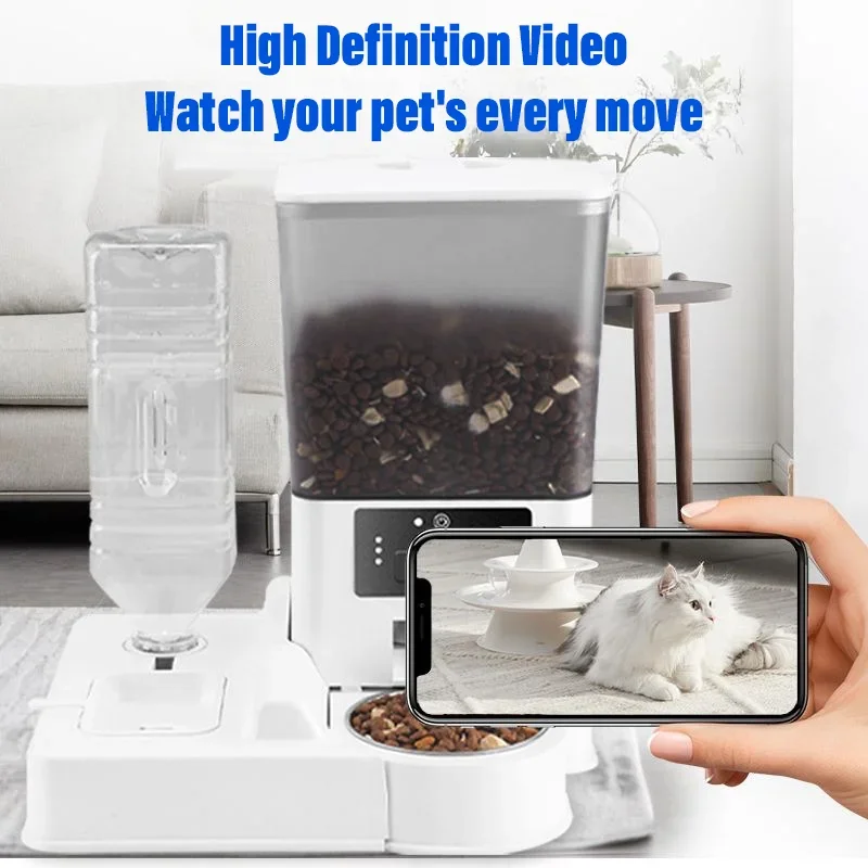 New TuYa Smart WiFi APP Camera Automatic Pet Feeder Cat Food Dispenser Video Smart Feeder Dry Food Bowl for Dogs and Cats