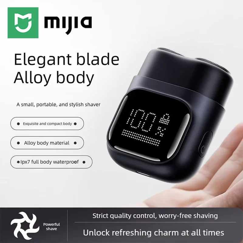 デジタルディスプレイ付きポータブルミニ電気シェーバー、合金製防水カミソリ、男性用スムーズシェーブトラベルグルーミングツール