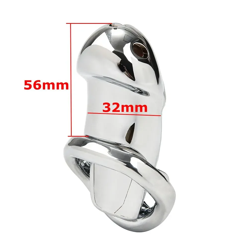 Stainless Steel Click&Lock Male Chastity Device Cock Cage Bondage Sex Toys for Men Penis Lock Adult Game