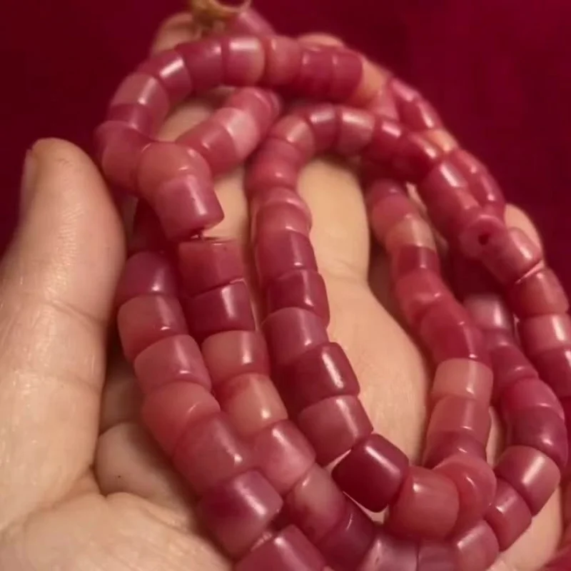 

Ethnic style cultural item: Blood-infused ox bone large intestine beads, 108-bead couple's bracelet for women