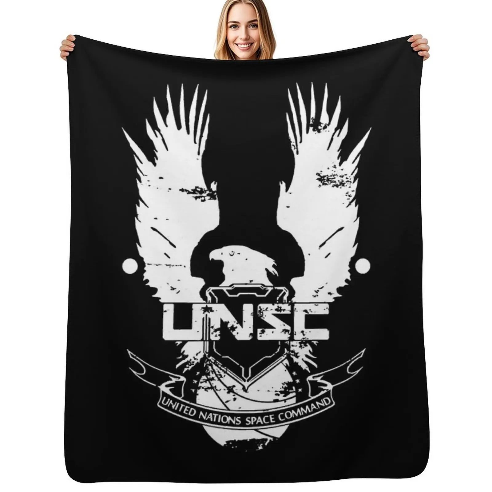 

Halo UNSC Worn Logo High Quality Throw Blanket Flannel Fabric Decorative Sofas Large Personalized Gift Blankets