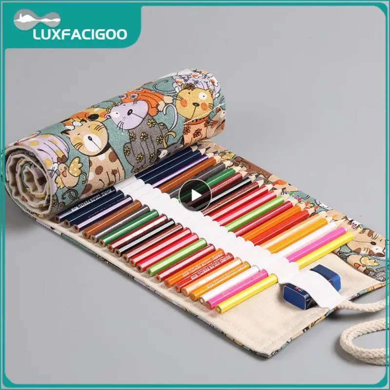 Astuccio per matite Presa elastica Risparmia spazio Borsa portaoggetti Ha molti fori per riporre articoli di cancelleria Scatola per cancelleria Materiale tela Grigio