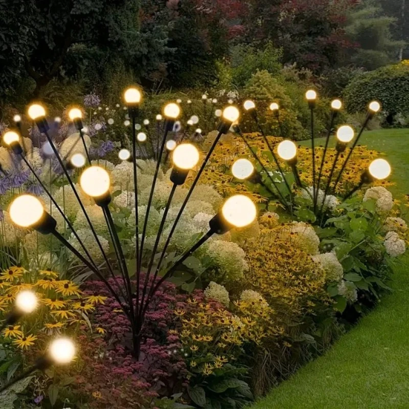 10 LED Solar Firefly Starburst Lights RGB IP65 Waterproof Outdoor Garden Lights Landscape Stake Lamp for Path Yard Patio Decor