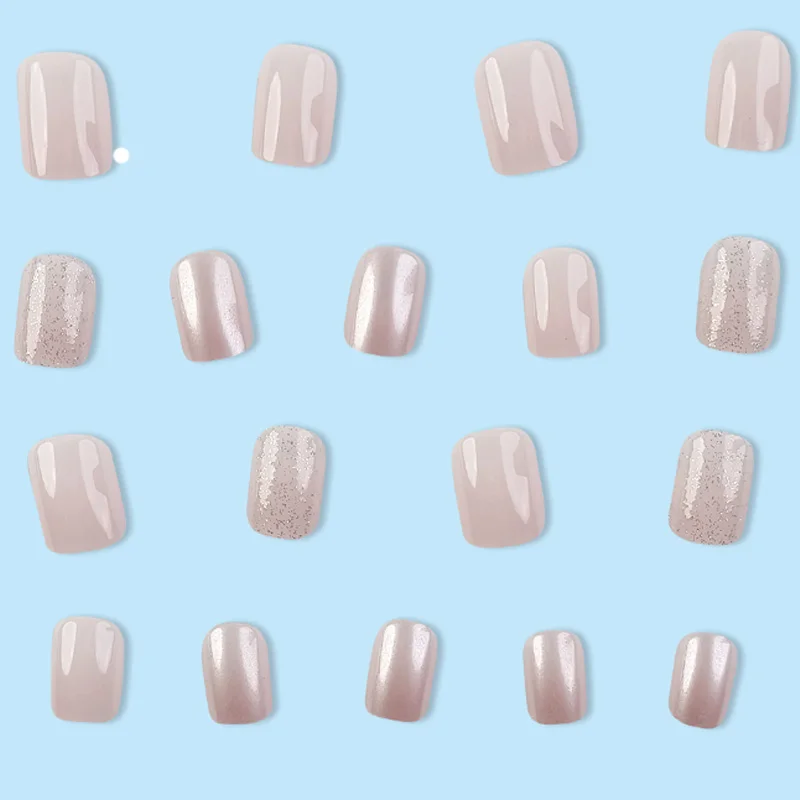 .Miemie 24-Piece Pink  Themed Short nails Wearable Manicure Set ABS  Finger Application Design