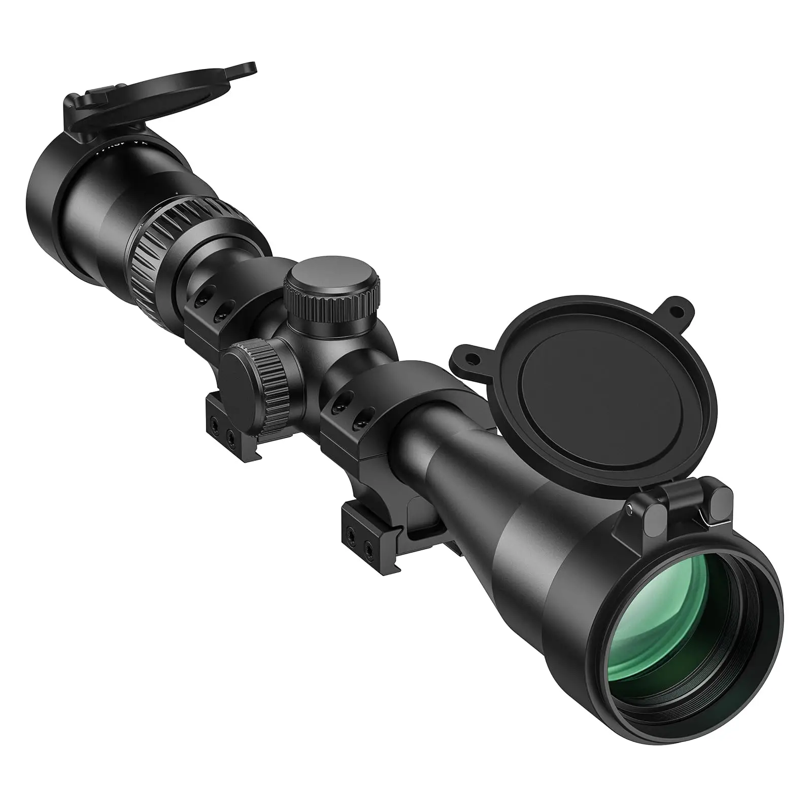 

4-12X44 Airsoft Focal Plane JackalHowl W01 Rifle Scope 1-inch Tube 20mm Rings Second MOA Mil-dot Reticle