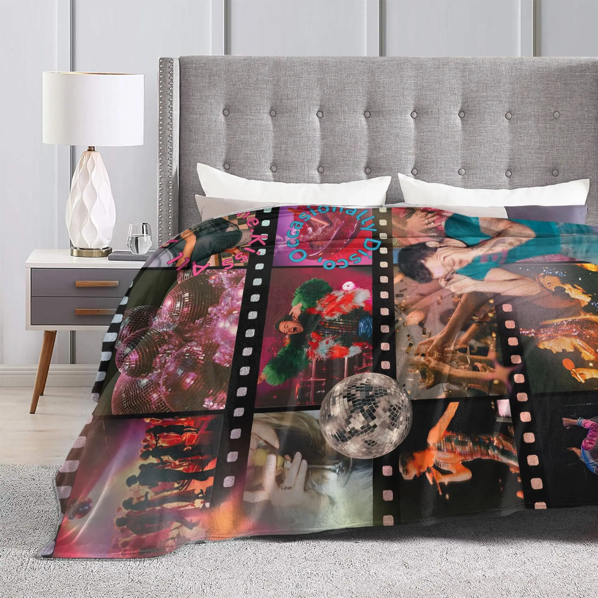 Kiss All The Time Blankets Coral Fleece Plush Harrys Music Styles Lightweight Throw Blankets for Bedding Couch Bedroom Quilt