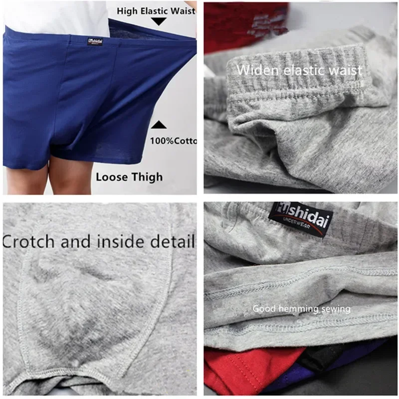 10XL 8XL 5XL Plus Size Pure Cotton High Waist Boxers Men Underwear Breathable Male Panties Oversized Dad Loose Pantie Underpants