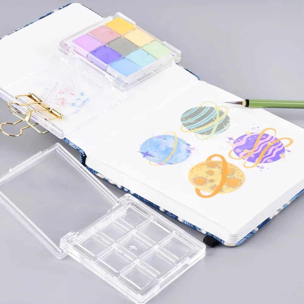 Transparent Watercolor Paint Distribution Box Acrylic Palette Art Supplies Student Outdoor Portable Watercolor Drawing Paint Box