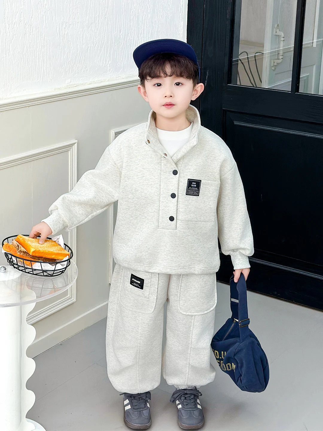 

Spring Faion Boys' Casual Sweatirt And Pants Set Cool And Haome Two-Piece Suit for Kids Comfortable Cotton Blend