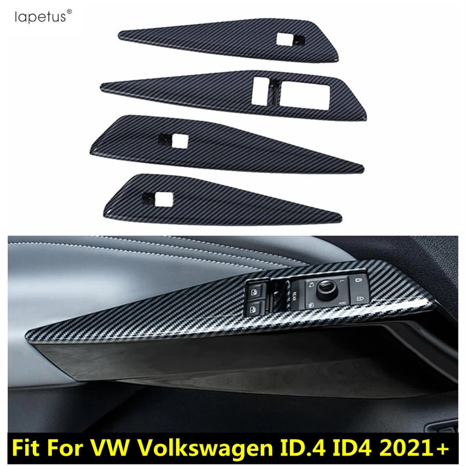 

Car Inner Door Handle Armrest Window Lift Panel Cover Trim ABS Carbon Fiber Accessories For VW Volkswagen ID.4 ID4 2021 - 2024