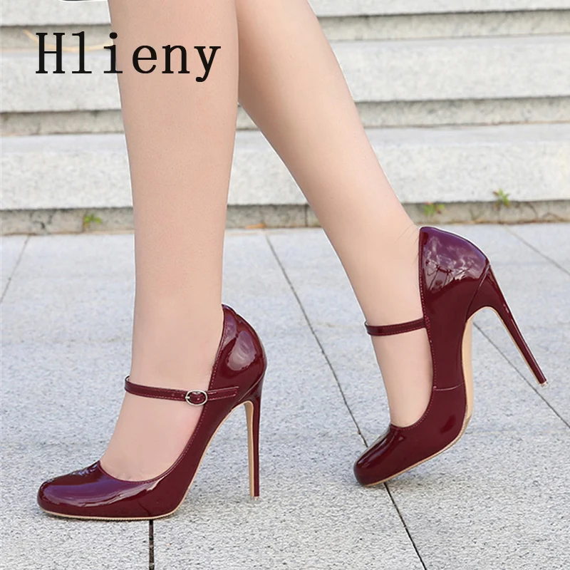 

Hlieny/Новые женские туфли-лодочки с круглым носком, размеры 35–46, модные элегантные сандалии на высоком каблуке с пряжкой и ремешком, женская обувь для свадебной вечеринки