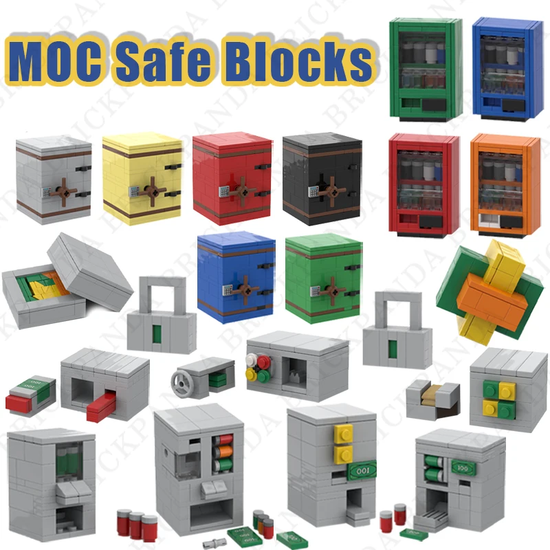 MOC DIY ตู้เซฟรุ่น Building Blocks เงินชุด Dollar เงินสดอุปกรณ์เสริมตํารวจ Thief เครื่องดื่มล็อคอิฐของเล่นของขวัญ