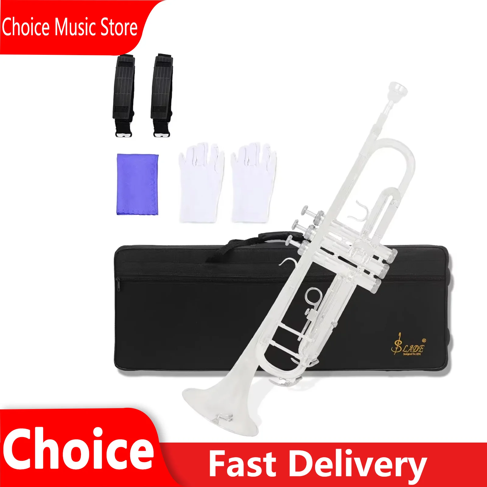 

SLADE Trumpet EB Silver Plated Brass Musical Instruments Rust Corrosion Resistant For Professional/Beginner Trumpet With Parts