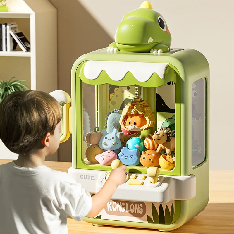 Family Game Doll Claw Machine para meninos e meninas, tamanho grande, operado por moedas, dinossauro, coelho, clipe, brinquedo infantil, presentes