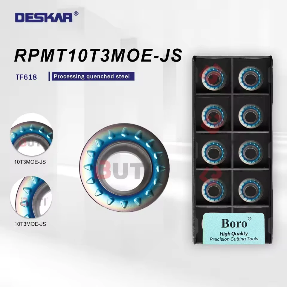 

DESKAR 100% оригинал RPMT10T3MOE-JS TF618 Фрезерное лезвие для закалки стали Обработка токарного станка с ЧПУ Цветное лезвие Жесткая сталь Processi