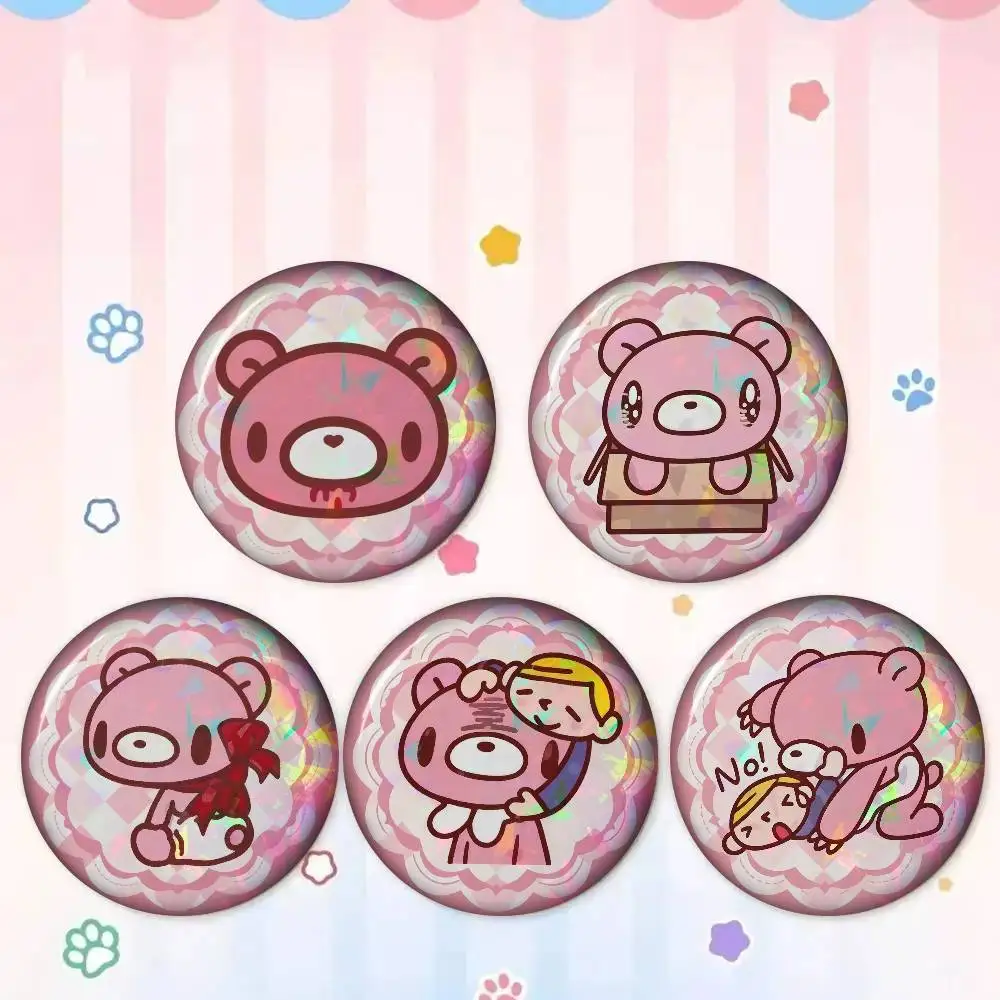 Kawaii Pink Cartoon G-Gloomy Bear Laser    Anime Brooches Cute Cartoon Badge Jacket Jeans Lapel Pin Gift Accessorie