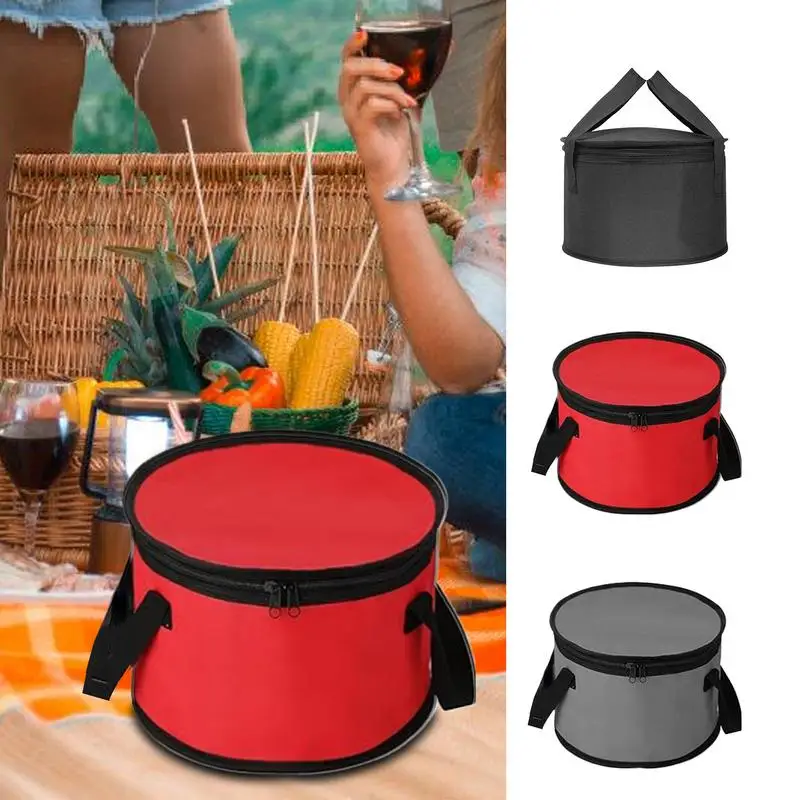 Portable Round Insulated Lunch Bag Food Thermal Box Waterproof Lunch Zipper Tote DurableWaterproof Office Cooler Lunchbox