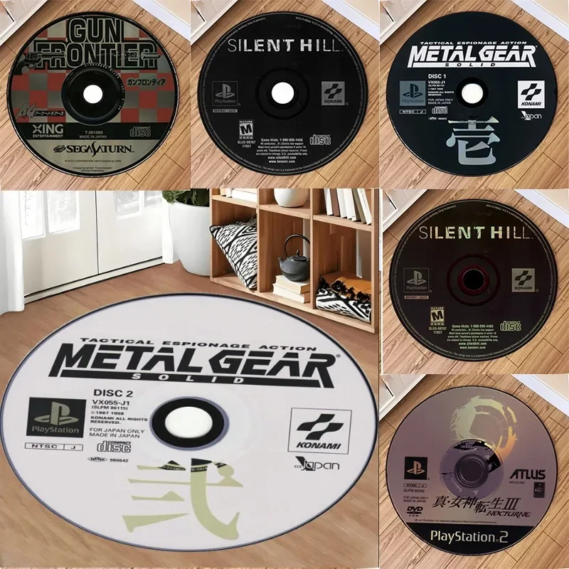 METAL GEAR Circular Carpet CD Cartoon Floor Mat Living Room Sofa Sports Room Bed Rug Bedroom Carpets Design Home Rugs Decoration