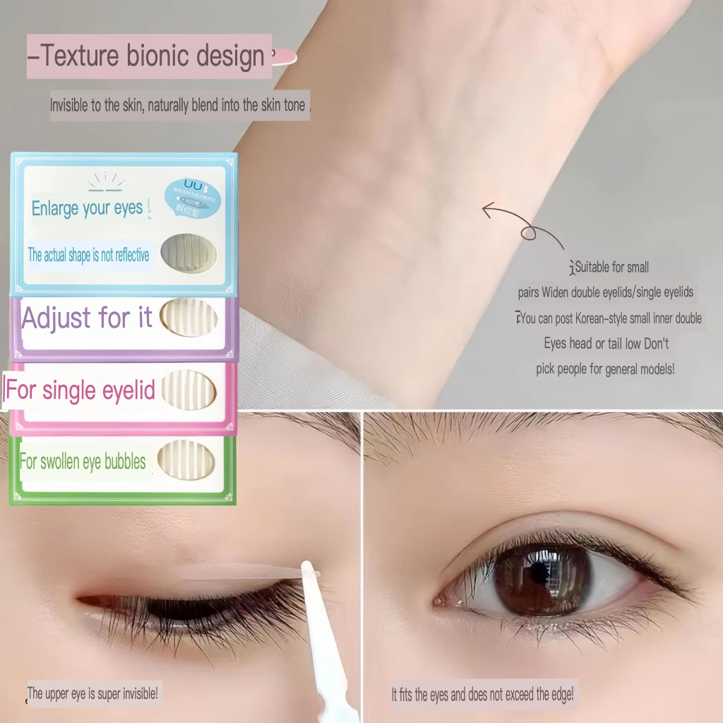 UBUB Super Adhesive Double Eyelid Patch Invisible Matte Natural Inside Double Single Puffy Eye Puffs Fine Long Olive Skin Tone