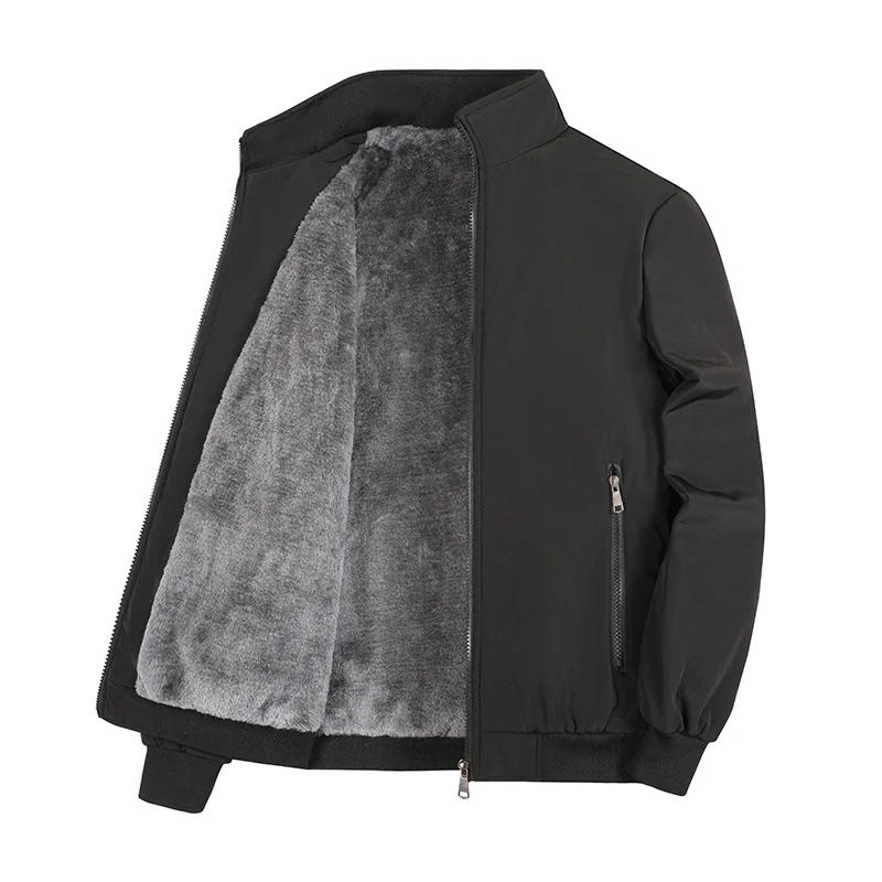 

Men's Plus Velvet Jackets M-8XL Plus Size Autumn and Winter 2025 New Casual Cotton Oversize Solid Color Black Navy Blue Coats