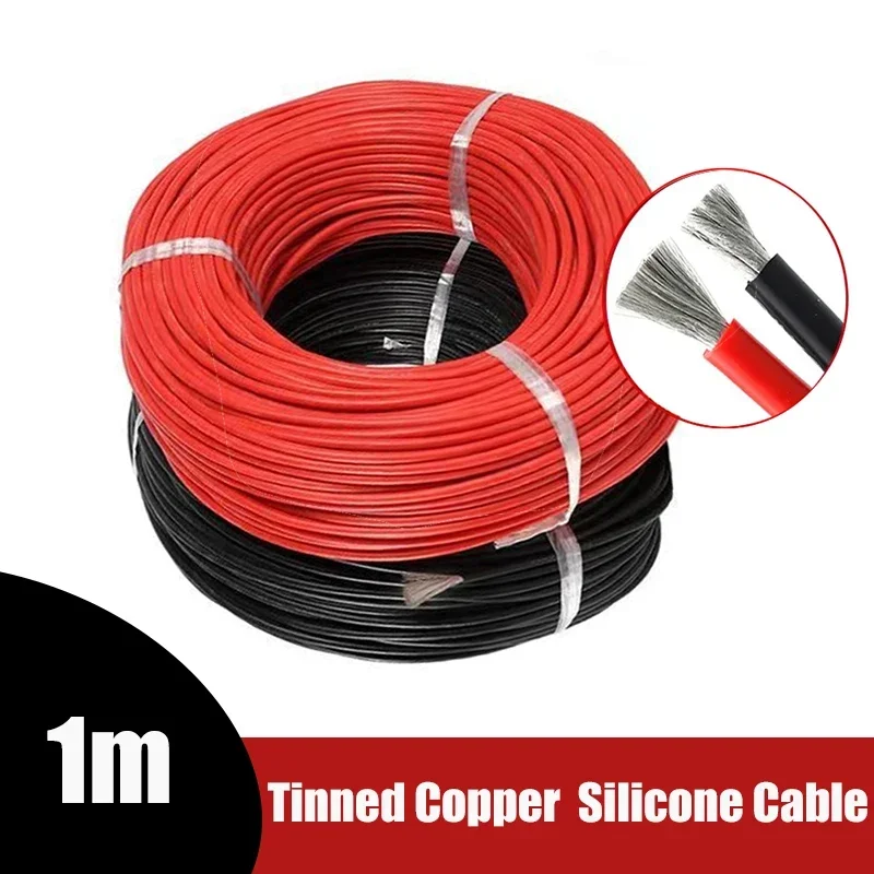 Heat Resistant Silicone Cable 14 12 10 8 6 4 3 AWG 50mm2 Red Black Electrical Wires for Inverter RC Car Auto Solar Battery EV RV