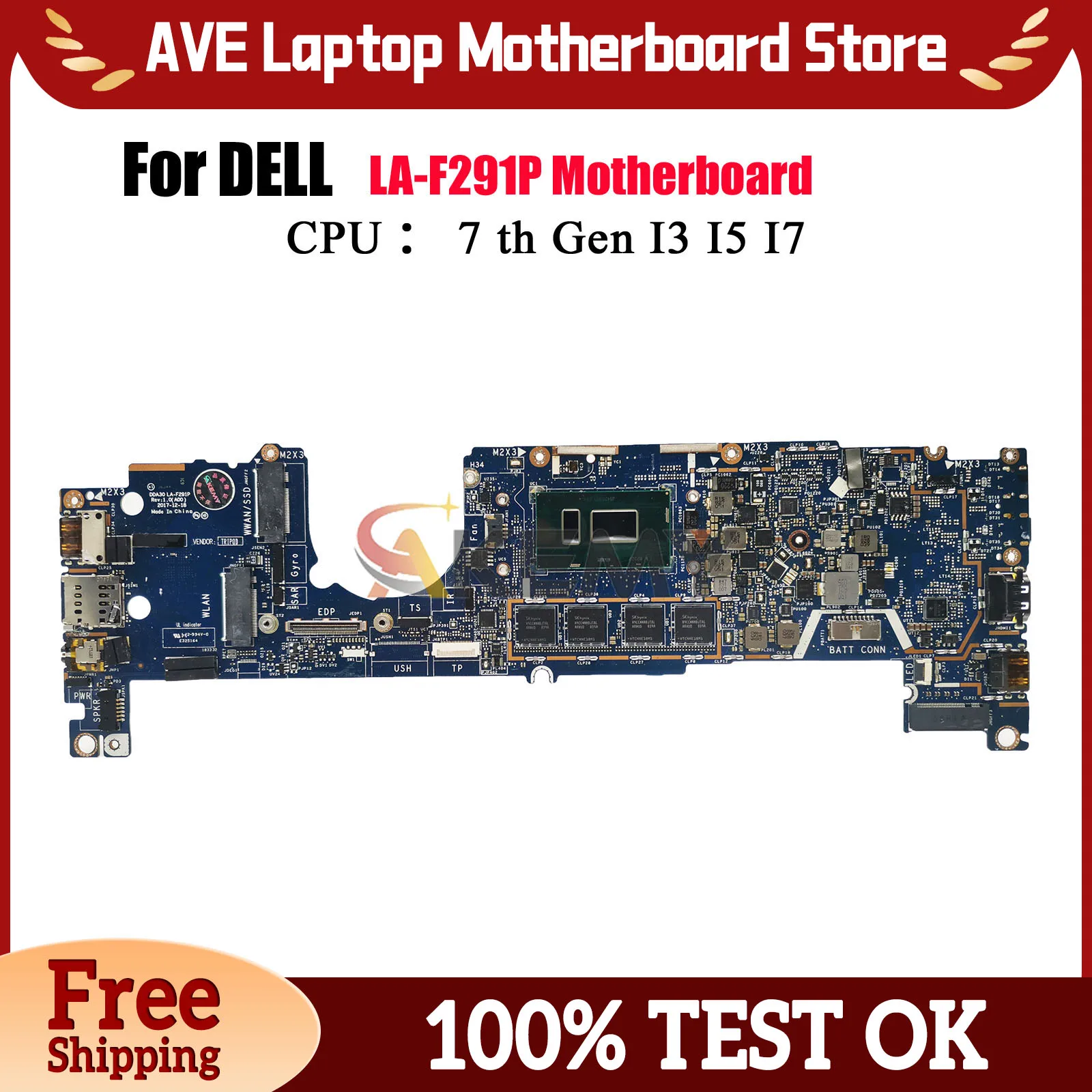 

LA-F291P DDA30 For DELL Latitude 13 7390 2in1 Laptop Motherboard CN-02PK0W 071V71 0441WF 041M0M 0XMNM2 0HVW90 100% Tested OK
