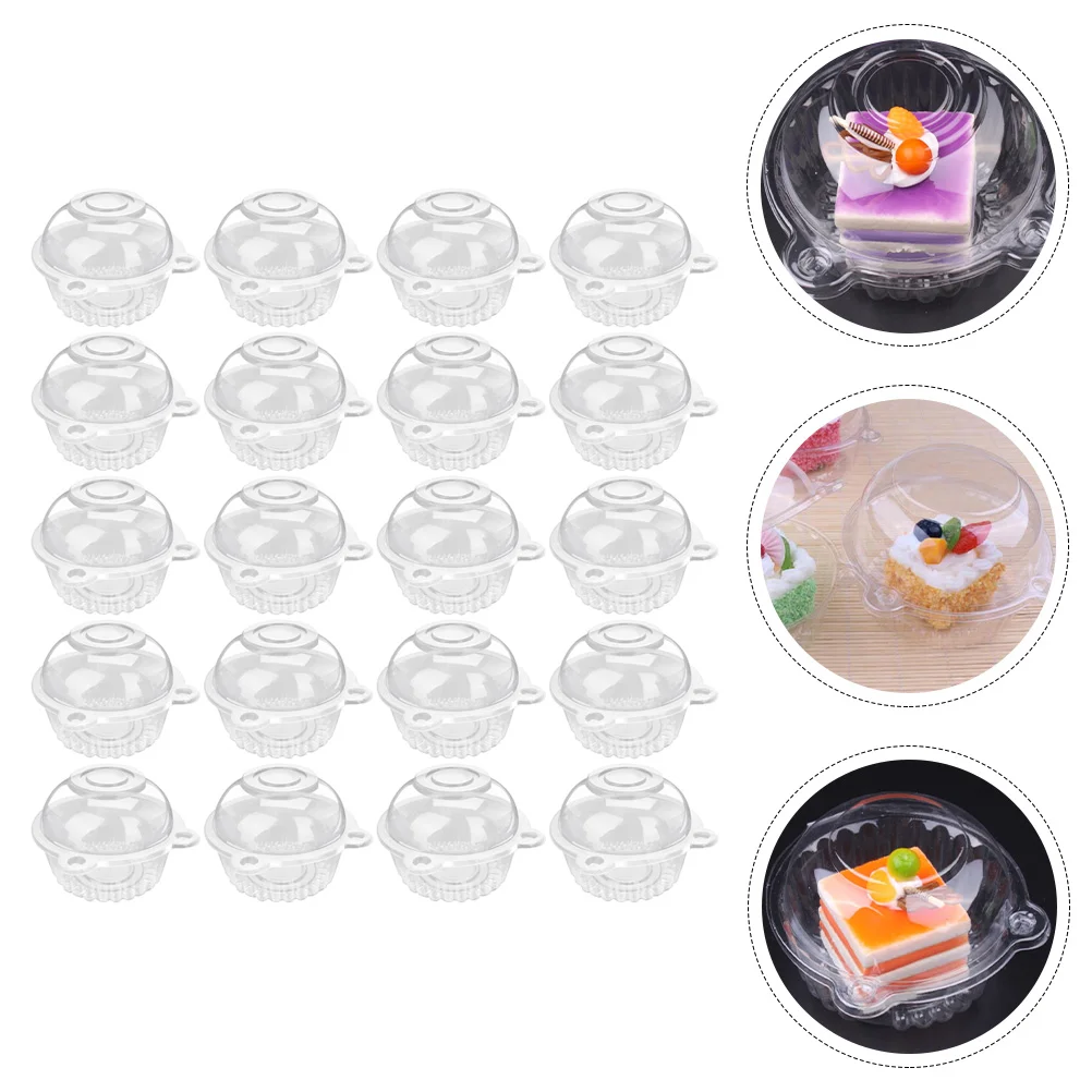 

50 Pcs Cake Cup Jelly Cups Cupcake Carrier Visible Containers Holders Boxes Portable Plastic with Lids Stand