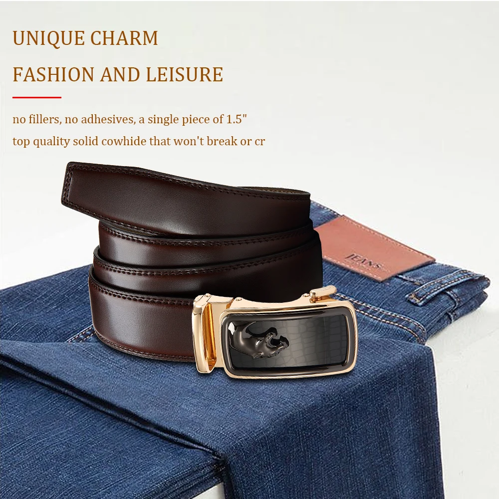 الرجال التلقائي مشبك جلد البقر الحقيقي حزام الترفيه سراويل أنيقة حزام الرجال حزام الخصر