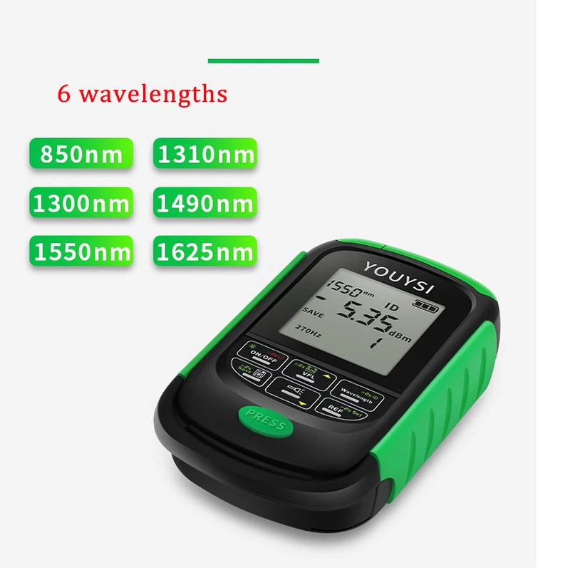 Mini 4 em 1 Multifunction Medidor de Potência Óptica, Visual Fault Locator, Network Cable Test, Optical Fiber Tester, 5km, 15km, 30km, VFL