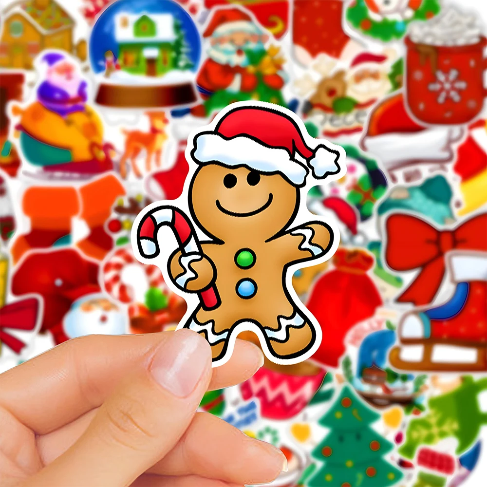50/100/200pcs Kawaii Merry Christmas Cartoon Stickers Cute Santa Claus Graffiti Sticker DIY Suitcase Phone Decoration Decal Gift