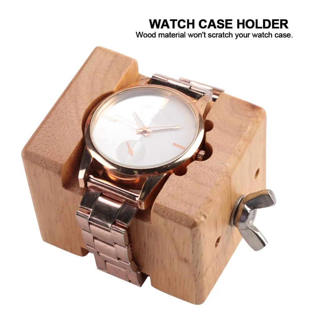 Professionelle Holz Material Uhr Fall Halter Einstellbare Werkzeug Uhr Reparatur Werkzeug Uhrmacher Werkzeug Uhr Fall Öffnung