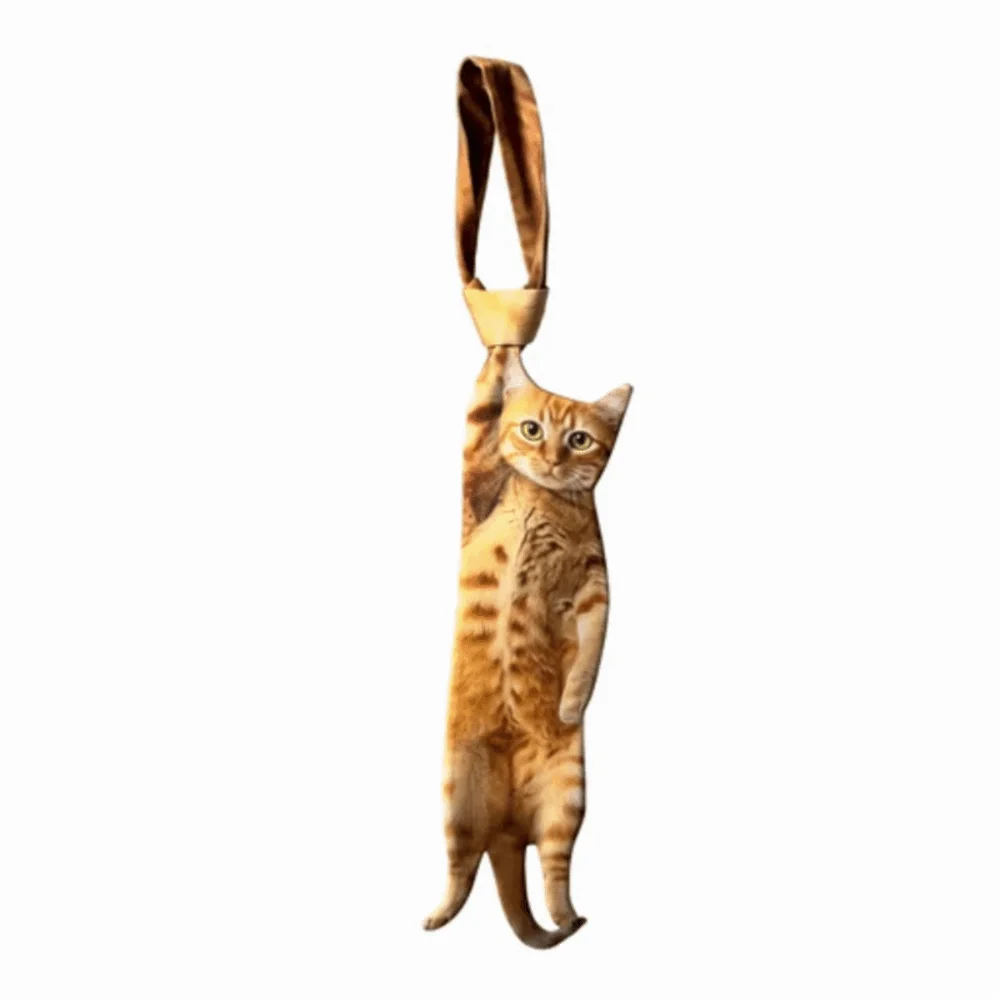 

Fun Lifelike Cat-shaped Tie Funny Unique Animal Pattern Tie Creative Satin Fabric Novelty Necktie Special Events