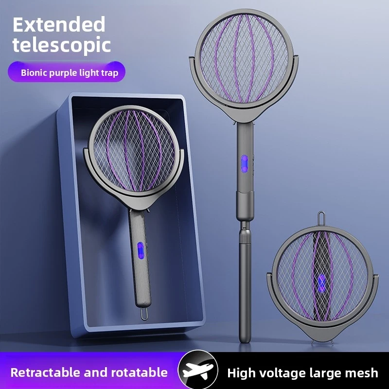 

4-in-1 Extendable Electric Mosquito Racket USB Charging 90° Rotatable Head UV Mosquito Trap Dual Modes Handheld Zapper & Wall