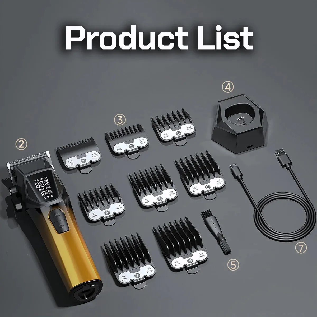ماكينة تشذيب الشعر BRD 9007 للرجال 9000 دورة في الدقيقة مع قاعدة DLC ماكينة حلاقة بشفرة تتلاشى 4500 مللي أمبير في الساعة ماكينة قص الشعر الكهربائية الاحترافية