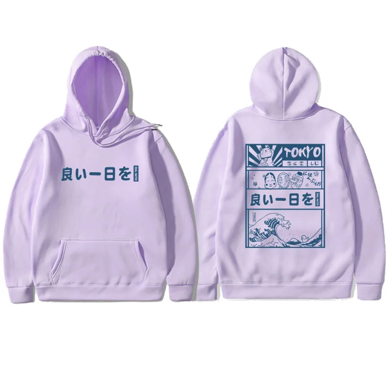 Japan Harajuku Hoodie Sweatshirt Puffer F Japanese Kanji Cartoon Great Wave Tokyo T Shirt 2022 Men Hip Hop Hoodie Pullover