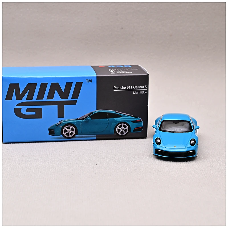 TSM MINI GT 1:64 #435 911 (992) Carrera S Miami Blue Die-cast alloy car model collection display gifts