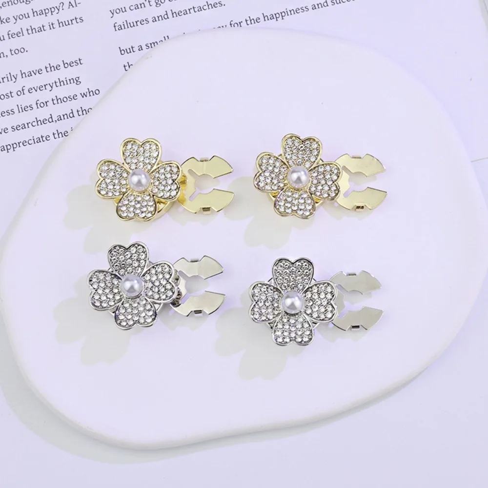 1PCS Cross Border Best Seller Fashion Creative Encrusted Flower Shirt Tortoise Snap Collar Cufflinks Button Set Wholesale