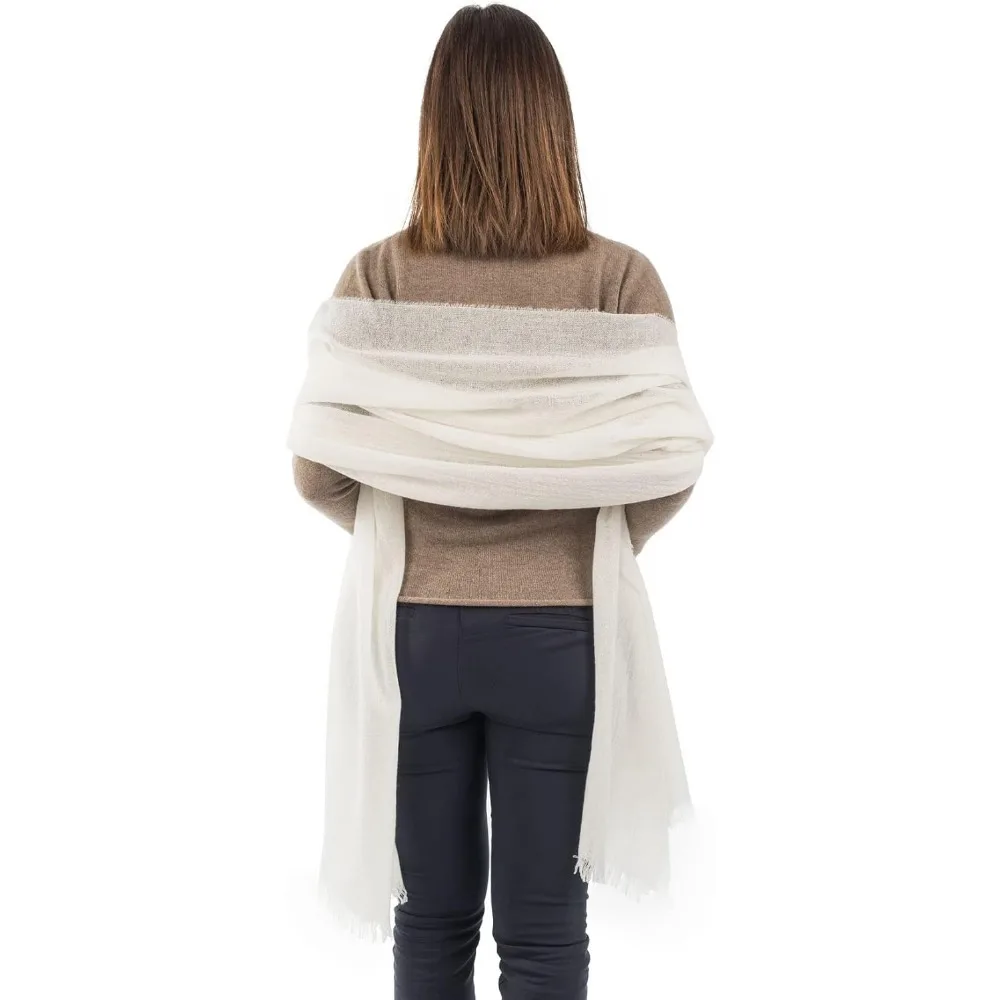 高級100％カシミヤパシュミナショール - イタリア製 - レディースファッション - フリーサイズ - 柔らかく暖かいカシミヤラップ