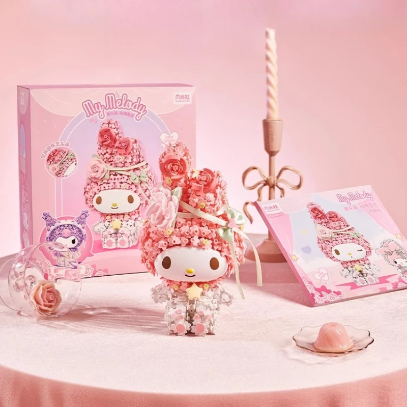 Sanrio Bouwstenen Kuromi Taarten Desktop Decoratie Puzzel Assembleren Model Speelgoed Verjaardagscadeaus voor jongens en meisjes