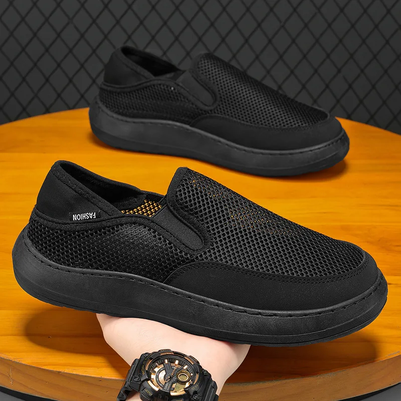 

2026 Summer men's Mesh Shoes New Lazy Sneakers with Hollow out Breathable Lightweight Odor-proof Sandals male Casual footwear